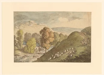 Paisagem montanhosa com ovelhas
