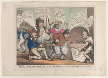 Alta diversão para John Bull, ou os republicanos em seu último turno, novembro ..., 12 de novembro de 1798.