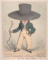 Chapéu de verão leve e bengalas da moda para o ano de 1801, 10 de julho de 1801., 10 de julho de 1801.