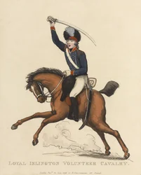 Loyal Cavalaria Voluntária Islington, c.1799 (aquatinta colorida)