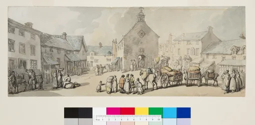 Market Place, Llanrwst, c.1797 (caneta e tinta preta e aguarela sobre papel)