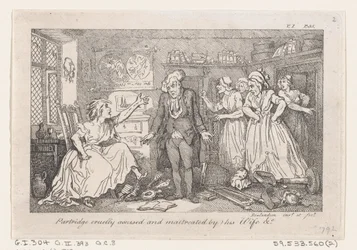 Partridge cruelmente acusado e maltratado por sua esposa, de The History of Tom Jones, a Fo..., 1792.