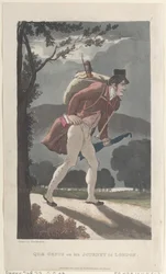 Quae Genus em sua viagem a Londres, de The History of Johnny Quae Genus, The ..., 1 de março de 1822.