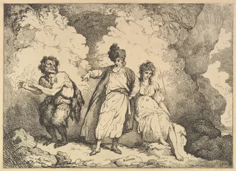 Cena da Tempestade: Caliban, Prospero e Miranda, [1783-87] reemitido em 1801.