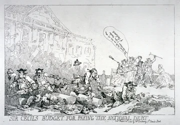 O orçamento de Sir Cecil para pagar a dívida nacional, 1874.
