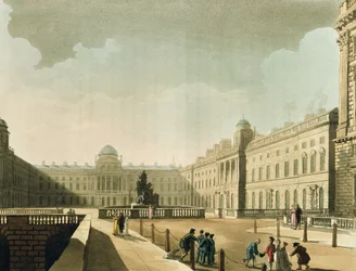 Somerset House, o Strand de "Microcosmo de Londres" Vol III de Ackermann, publicado em 1809