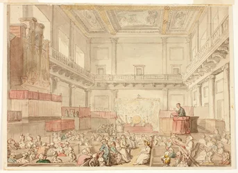 Estudo para Royal Chapel, Whitehall, da Microcosm of London