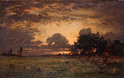 Pôr do sol sobre a planície de Barbizon,