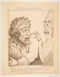 Terrour ou Fright Le Brun Travested, ou Caricaturas das Paixões, 21 de janeiro de 1800.