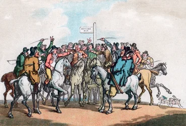 The Post Betting, Humours of Fox Hunting, 1799.