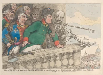 O corso e seus cães de caça na janela das Thuilleries olhando por cima de P..., 16 de abril de 1815.