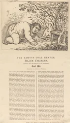 O famoso carregador de carvão, Black Charley, a olhar para a boca da maravilhosa mina de carvão