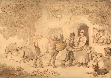 O Fishseller, cerca de 1775-1800 (aguarela e tinta)
