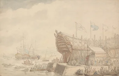 O lançamento do H.M.S. «Hibernia», em 1804