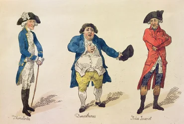 The Rival Candidates, frontispício do livro História da Eleição de Westminster .. por Lovers of Truth and Justice, Londres, 1784 (gravura a cores)