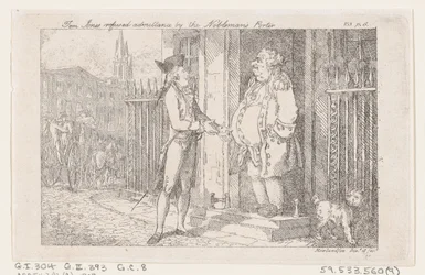 Tom Jones recusou a admissão pelo Porteiro do Nobre, de The History of Tom Jones, a F..., 1792.