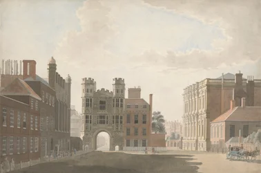 Whitehall mostrando o Portão de Holbein e o Salão de Banquetes