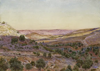 As Colinas de Moabe e o Vale de Hinom, 1854 (aguarela e bodycolour)