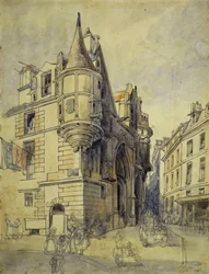 Hotel de Sens, rue du Figuier, c.1833 (lápis e aguarela)