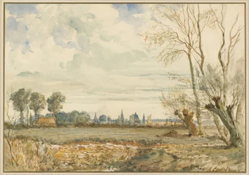 Meadows com vista distante de Oxford