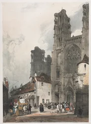 Arquitetura pitoresca em Paris, Gante, Antuérpia, Rouen: Laon, França, 1839.