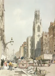St. Dunstan&39;s, Fleet Street, de &39;London As It Is&39;, gravada e pub. pelo artista