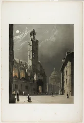 St. Etienne du Mont e o Panteão, Paris, placa 20 de Arquitetura Pitoresca em Paris, Gand, Antuérpia, Rouen, Etc.
