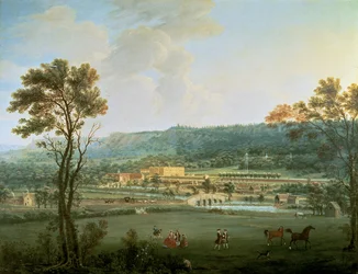Uma vista de Chatsworth do sudoeste (óleo sobre tela)