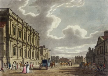 Whitehall, Westminster em Londres (aquatint colorido)