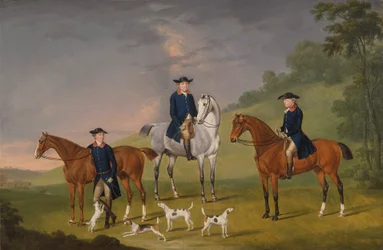 John Corbet, Sir Robert Leighton e John Kynaston com os seus Cavalos e Cães de Caça