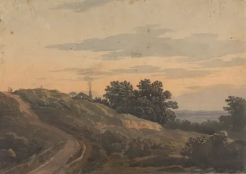 Paisagem montanhosa com Casa, Caminho e Números