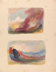 Dois Desenhos em Uma Folha: Paisagem - lavagem de cor, Ticiano (nº 9); Paisagem - lavagem de cor, Rubens (nº 10)