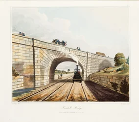 Rainhill Bridge, publicado em 1831 (gravação a cores à mão)