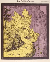 O carro do Império Alemão conduzido por Wilhelm II (1859-1941) ilustração da capa de 
