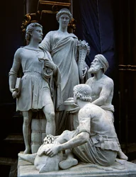 Comércio, grupo de esculturas do Albert Memorial, concluído em 1876 (granito)