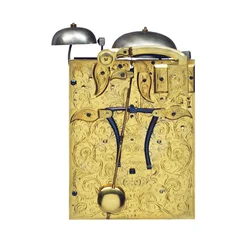 Detalhe de um relógio de suporte impressionante montado Queen Anne com repetição de um quarto de puxar, nº 376, c.1705 (latão dourado) (ver também 867498-500)