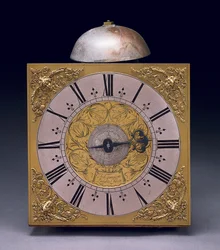 Mostrador quadrado de um relógio de caixa longa de trinta horas Charles II, c.1680 (mídia mista)