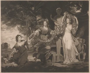 A Honorável Sra. Beresford com a Marchioness Townshend e a Honorável Sra. Gardiner Adorando um Termo de Hímen