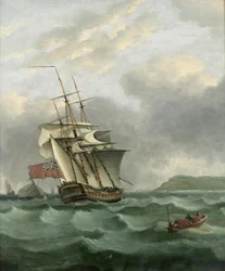 HMS Winterton aproximando-se de Dover, por Thomas Whitcombe
