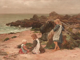Crianças numa Praia Rochosa (óleo sobre tela)