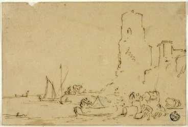 Pescadores a pescar à beira da água