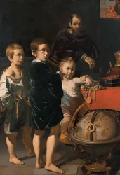 Retrato de três crianças e um homem