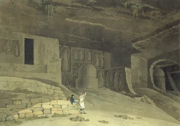 Parte das cavernas de Kanaree, Salsette, placa 62 de &39;Cenário Oriental: vinte e quatro vistas no Hindoostan&39;, publicado 1800