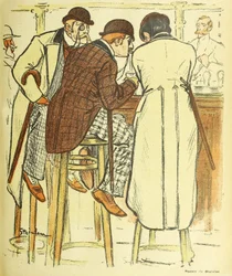 No Bar, do Gil Blas Illustre, pub. Litografia colorida de 1899, 1899.