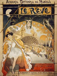 Cartaz para Le Reve, ballet de Alfred-Edouard Blau e Joseph Hansen, música de Leon Gastinel, Academie Nationale de Musique, Paris, Publicado por Hartmann, Paris