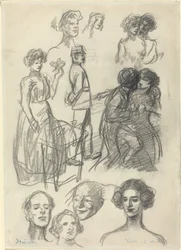 Esboços para "Lovers on a Bench"