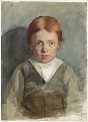 Retrato de um rapaz de cabelo ruivo, de frente