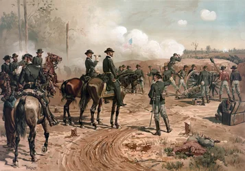 Guerra Civil dos EUA: General Sherman durante o cerco de Atlanta em 1864 (litografia)