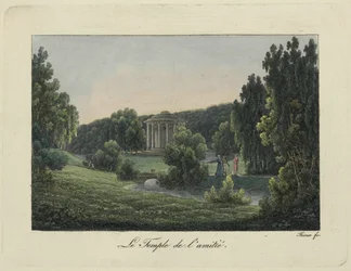 Vista do Templo da Amizade em Pavlovsk, década de 1810.