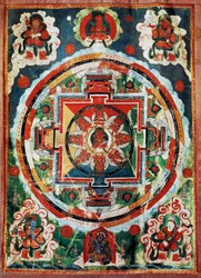 Mandala tibetano conhecido como os Quatro Reis Celestiais, civilização tibetana